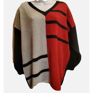 Shenanigans Vintage 90s y2k Red Black Silver Pull Over Sweater Large